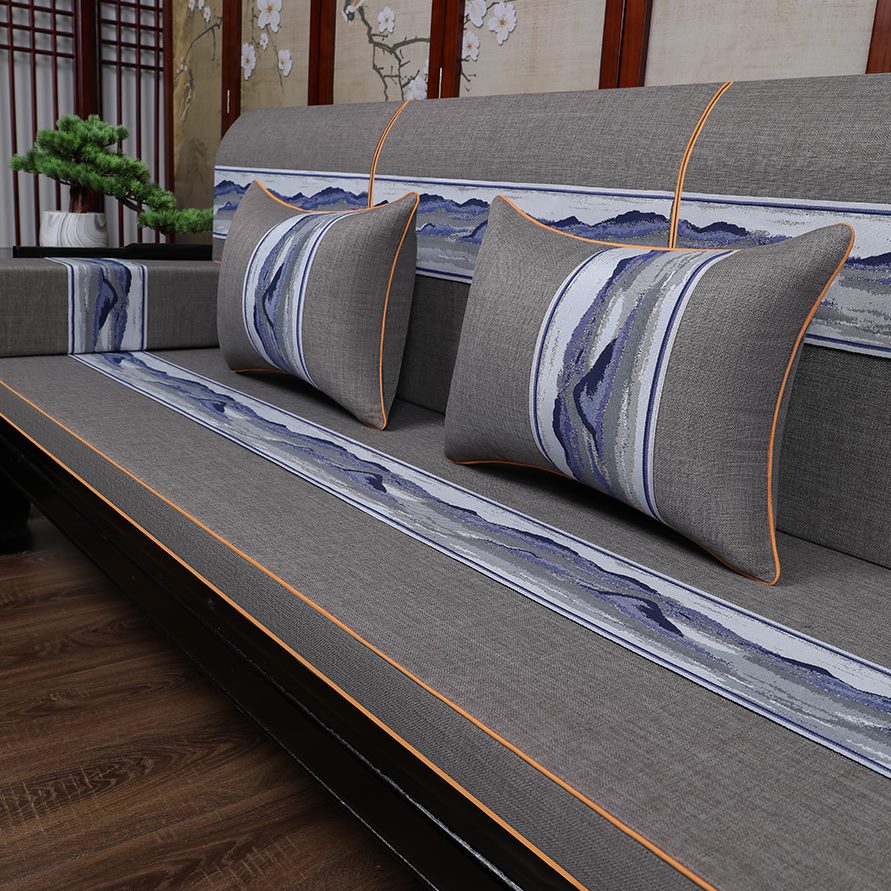 红木沙发坐垫中式实木家具沙发垫带靠背棉麻乳胶海绵罗汉床垫防滑