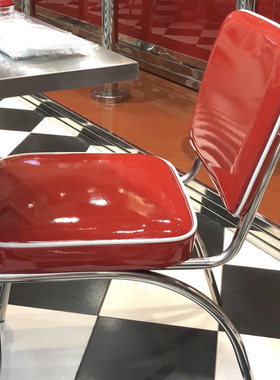 美式快餐复古餐厅Retro Diner 餐椅 红色快餐椅 1950汉堡店椅子