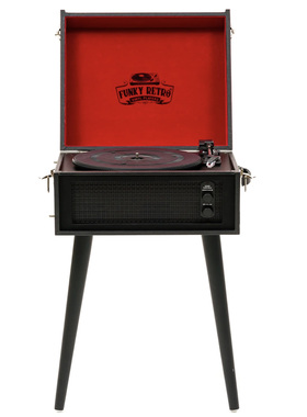 英国Funky Retro黑色复古黑胶唱机 蓝牙USB音响 家用唱片机留声机