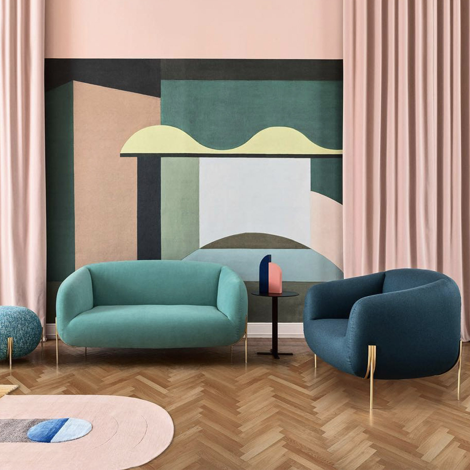 意大利现代时尚风格布艺沙发出口欧洲ins设计后现代风格双人单人