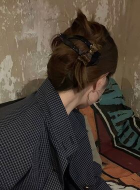 高级横夹韩国夹发饰miu发夹气质挂洋气~简约蓝抓夹懒人发抓头饰