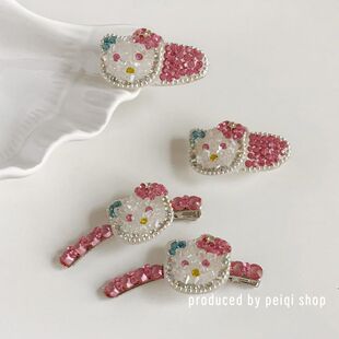 kt碎发可爱头饰鸭嘴hellokitty整理女满钻发夹夹夹子少女刘海边夹