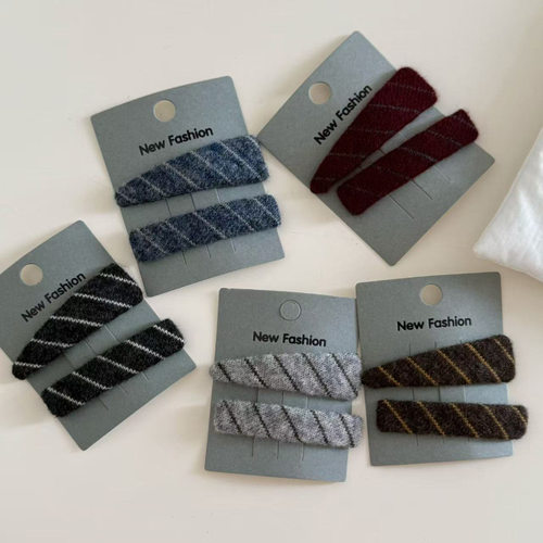 简约斜纹针织发夹套装复古气质百搭刘海bb夹对夹发卡