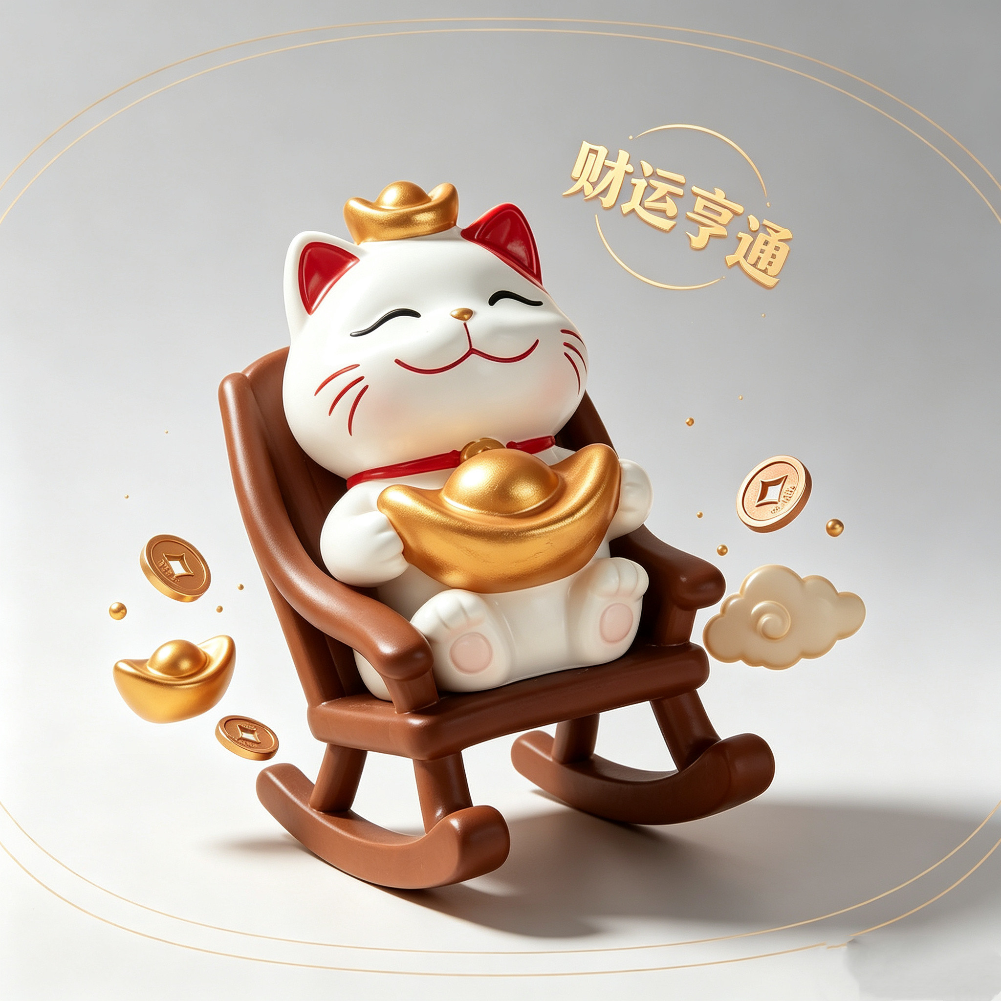 摇椅招财猫摆件招财办公桌工位桌搭送礼公司招财年会送客户摆件
