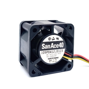 全新三洋109P0412J3123 0.35A 4厘米4028服务器交换机散热风扇12V