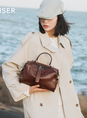 凯撒植鞣牛皮包包秋冬枕头包女款手提包相机包单肩斜挎包真皮女包