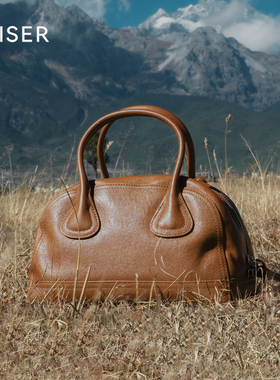 凯撒植鞣牛皮秋冬包包女士单肩斜挎包女款贝壳包保龄球包真皮女包