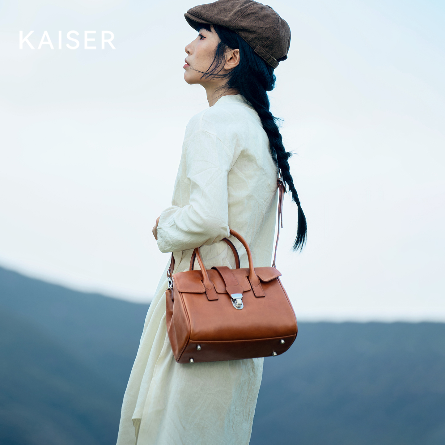 凯撒植鞣牛皮通勤公文包