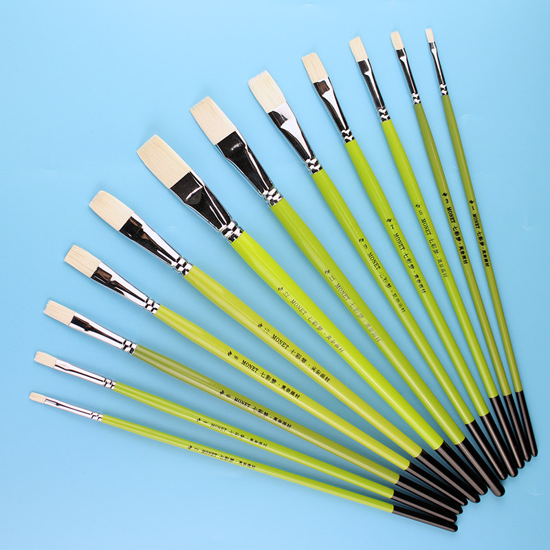 MONET莫奈 羊毫软毛扁平头 水粉画笔单双号套装 水彩丙烯油画笔