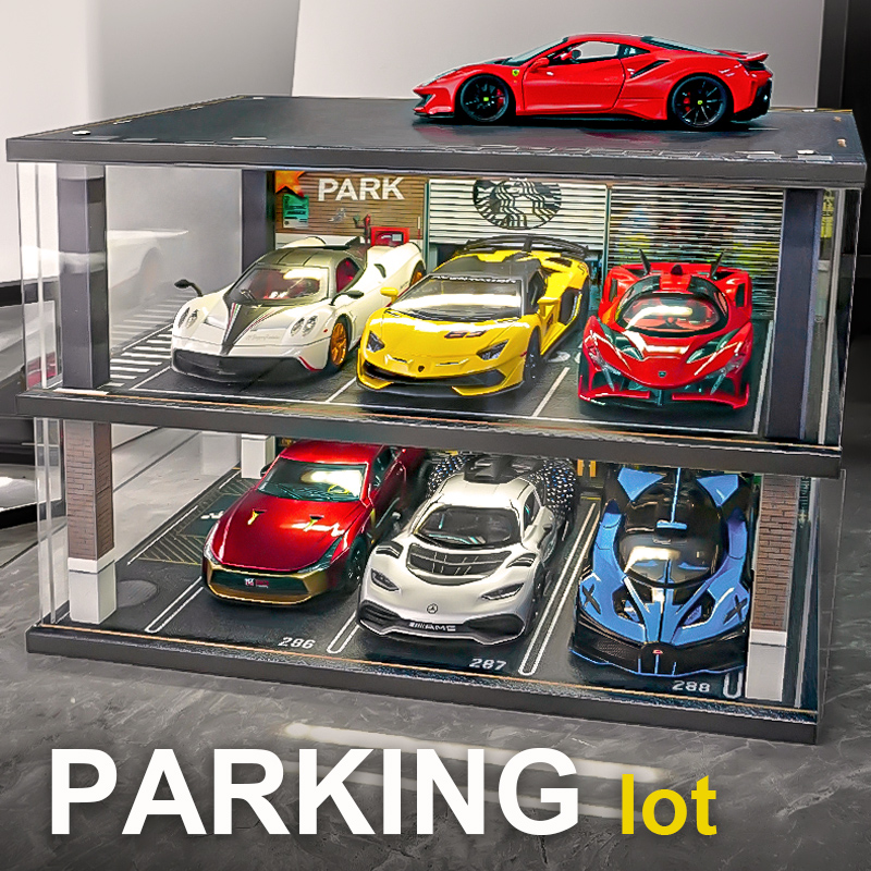 卡威跑车模型微缩汽车停车场套装