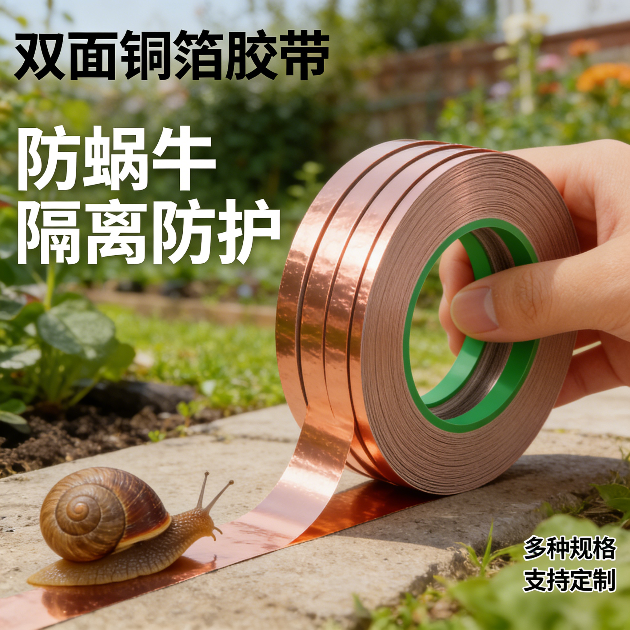 防蜗牛铜箔胶带双导电自粘庭院花盆贴果树槟榔树防鼻涕虫害虫保护花木花卉驱赶爬虫高粘性易撕园艺胶布神器