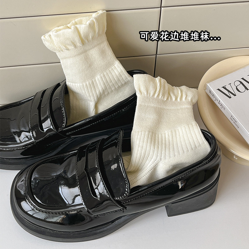 花边袜子女短袜春夏天中筒袜韩版可爱泡泡口jk袜月子袜搭配小皮鞋