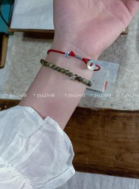 ouswa【银色蝴蝶】纯银！翻动美丽翅膀极简百搭红绳绿檀小众手串