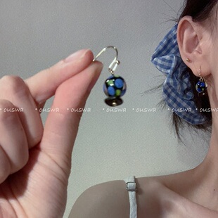 ouswa原创*【星空笔触】沙滩和海面一下子就被点亮，小众手绘耳环