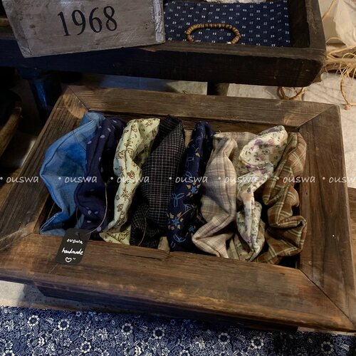 ouswa原创*【一抽屉的未完待续】手工小众碎花波点复古发圈发饰