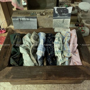 ouswa原创【丘陵】慢慢成景,复古碎花格子vintage大肠发圈发饰