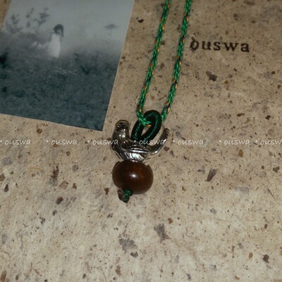 ouswa原创【peace】和平鸽手工大拉干沉香复古小众绿色可调项链绳