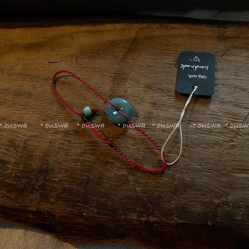 ouswa原创-天然翡翠平安扣本命红绳纯手工编织复古新中式玉石手绳,珠宝/钻石/翡翠,手链/手串,淘宝优惠券,粉丝福利购,淘宝优惠卷