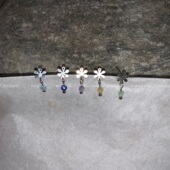 ouswa原创 彩色多巴胺天然石迷你925素银雪花少女耳钉 六月雪