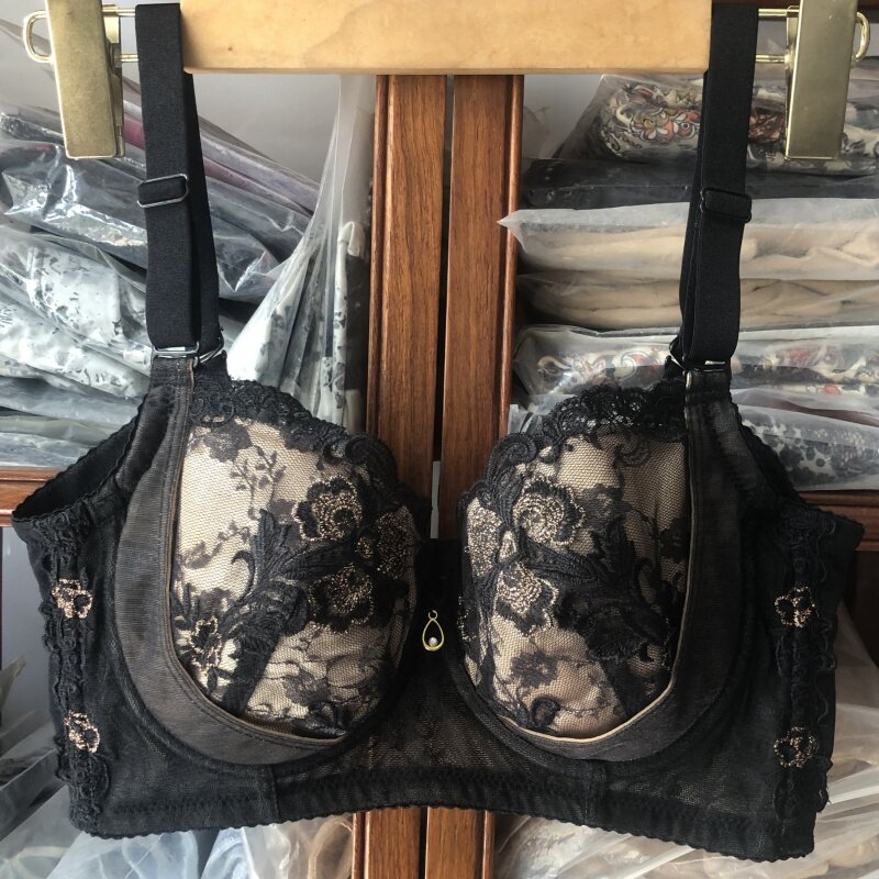 中脉laca美体内衣正品中脉拉卡聚拢侧收调整型黑色短文胸