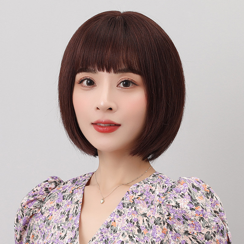 假发女短发夏季仿真全头套式真发全真人发自然中长发波波头假发套