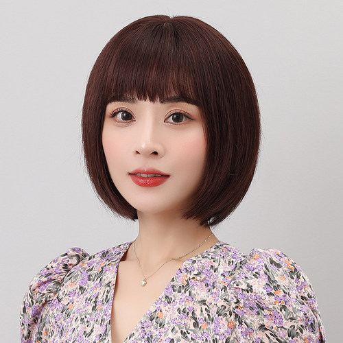 夏季全头套式自然风假发女短发