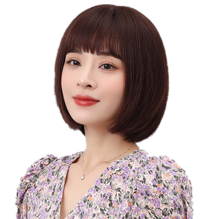 假发女短发夏季仿真全头套式真发全真人发自然中长发波波头假发套