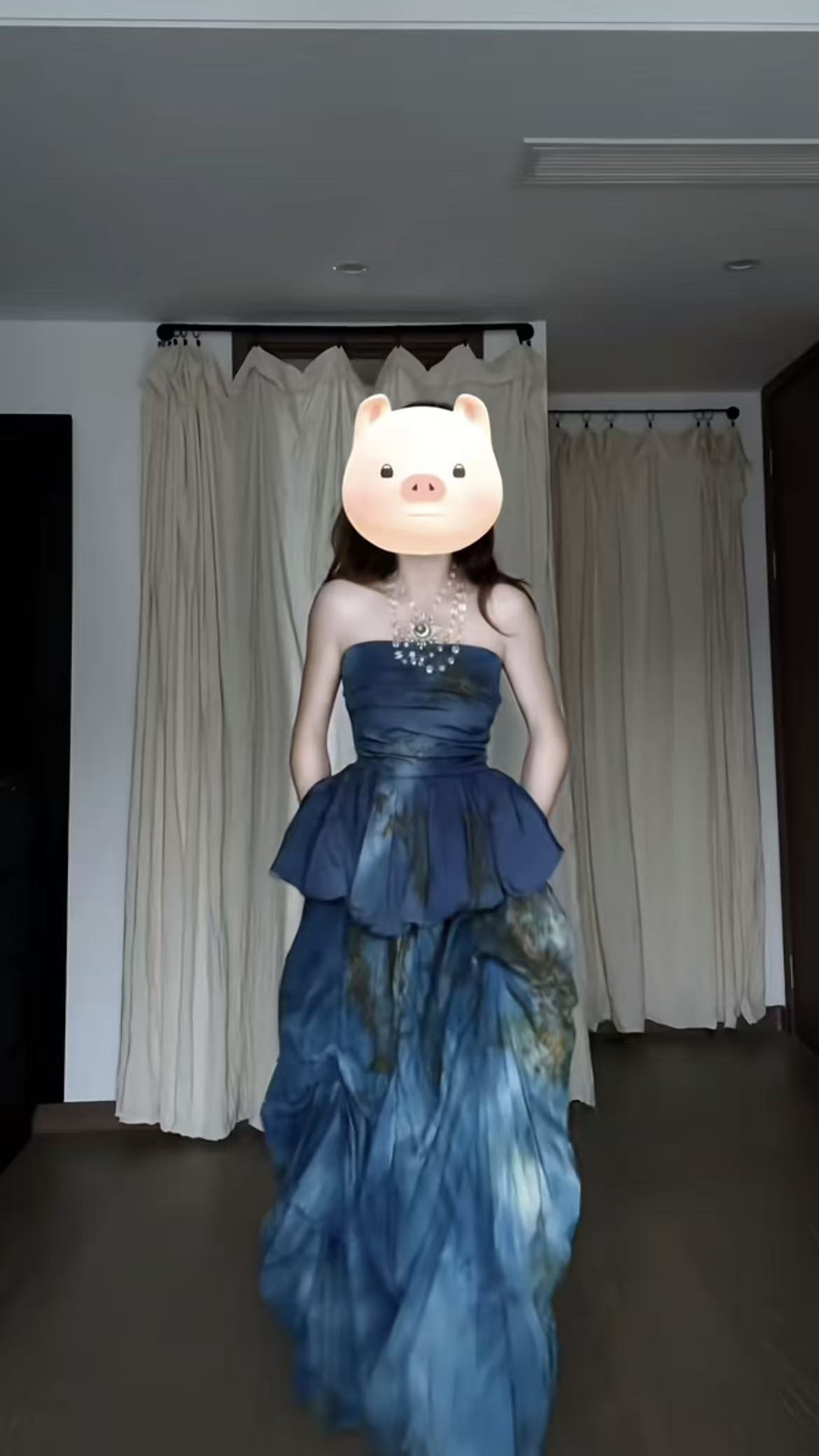 芷汀「墨蓝」新中式复古穿搭高级扎染抹胸不规则两件套礼服裙,女装/女士精品,礼服/晚装,淘宝优惠券,粉丝福利购,淘宝优惠卷