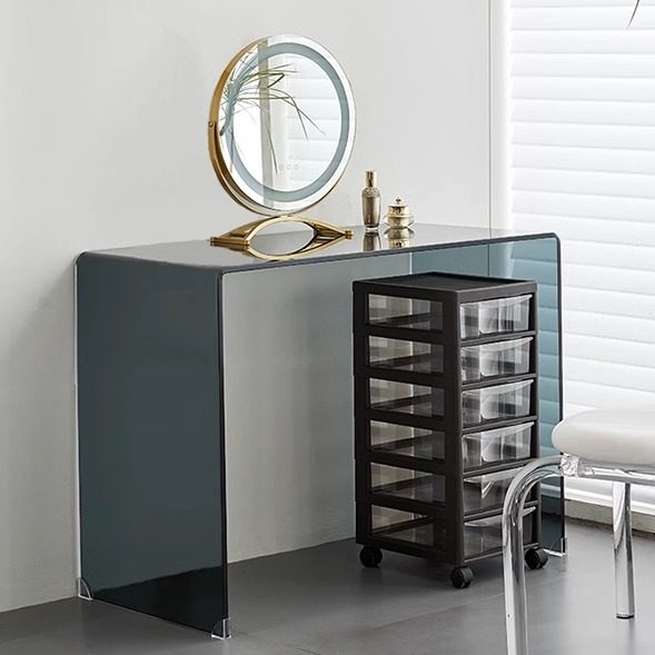 纯玻璃设计师极简小型女生家用美甲化妆桌子透明网红潮流梳妆台,住宅家具,梳妆台/桌,淘宝优惠券,粉丝福利购,淘宝优惠卷