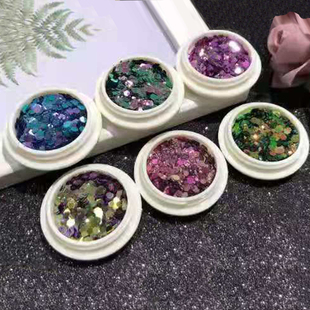 2021韩国美甲亮片混合超爆闪彩色闪粉变色龙DIY做指甲饰品光疗胶