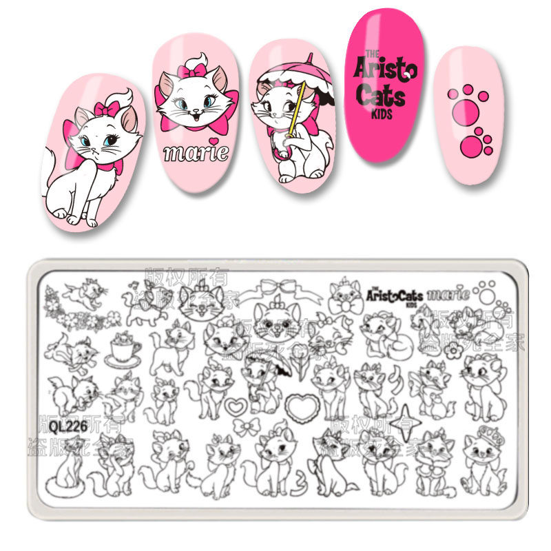 美甲转印版印花板模板钢板做指甲彩绘神器花朵烛台鸟笼飘带玛丽猫
