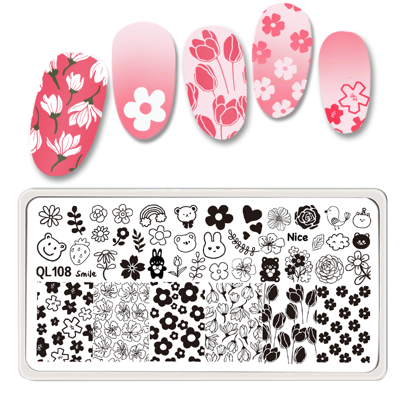 转印版印花板美甲工具泫雅卡通花