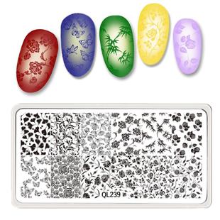 美甲印花板钢板转印版模板中国风暗纹丝绒绸缎纹彩绘透明硅胶印章