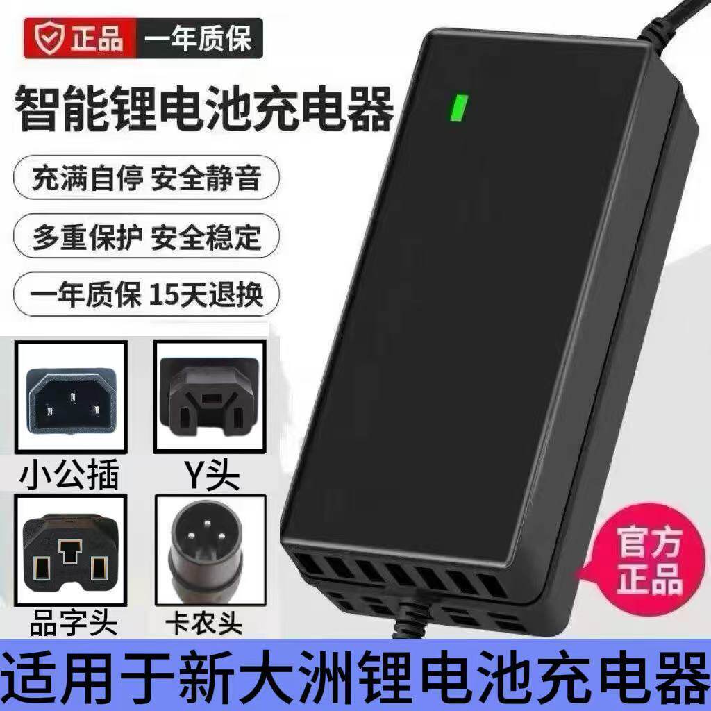适用于新大洲电瓶车锂电池充电器48V2a3a4a小公插振特卡侬快充Y头