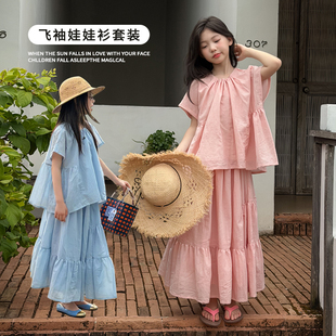 女童夏天超好看法式时尚裙子套装纯棉2026新款洋气儿童女宝夏装
