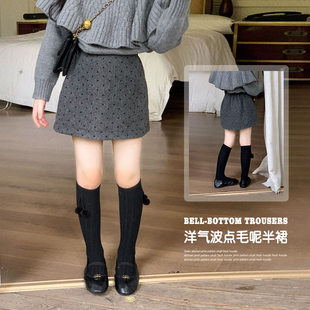 女童好看洋气波点毛呢半裙冬装2025新款儿童女宝宝学院风短裙外穿