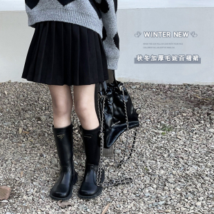 女童呢料百褶裙半身裙秋冬款洋气2025新款儿童女宝宝半裙妮子裙子