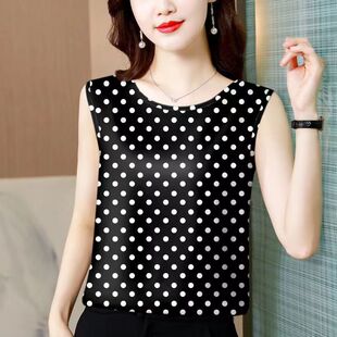 宽松复古无袖波点背心女2024夏天外穿潮流中国风设计感背心女上衣