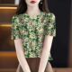 印花简约时尚 t恤女上衣2024夏季 新款 圆领遮肚减龄气质花色女上衣