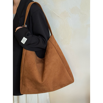 复古磨砂大容量托特包女2025新款高级感通勤单肩包慵懒软皮腋下包