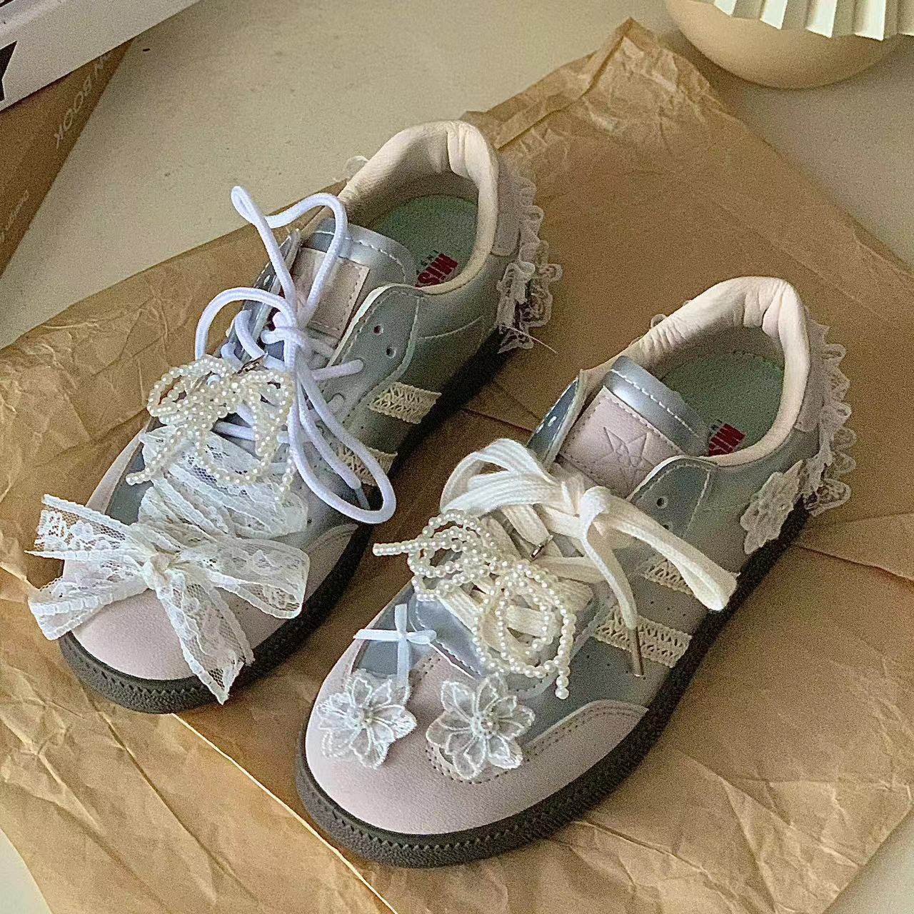 珍珠蕾丝德训鞋港风复古板鞋女新温柔百搭休闲夏女透气百搭阿甘鞋,女鞋,时尚休闲鞋,淘宝优惠券,粉丝福利购,淘宝优惠卷