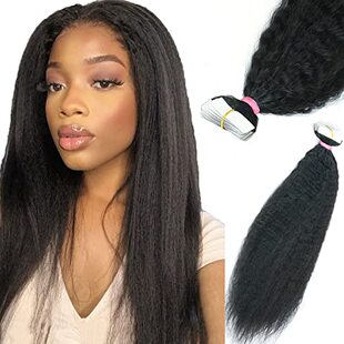 Kinky Human Extensions Hair Remy Straight Tape