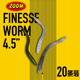 20条 精细面条虫 鲈鱼德州钓组路亚软饵 Finesse Worm 4.5寸 ZOOM