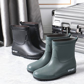 男士 防滑胶鞋 潮流水鞋 平底雨靴短筒厨房防水工作鞋 男夏季 低帮雨鞋
