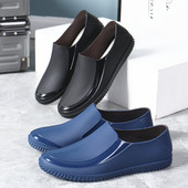 平厚底防滑水鞋 英式 防水时尚 男低帮新款 潮流轻便外穿工作春秋 雨鞋