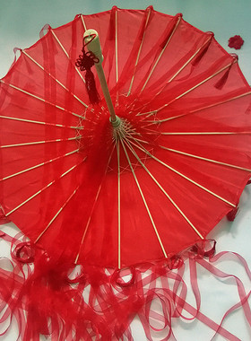汉服摄影道具古装古风流苏伞舞蹈伞剑网三伞Cos花城飘带红伞包邮