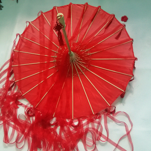 汉服摄影道具古装古风流苏伞舞蹈伞剑网三伞Cos花城飘带红伞包邮
