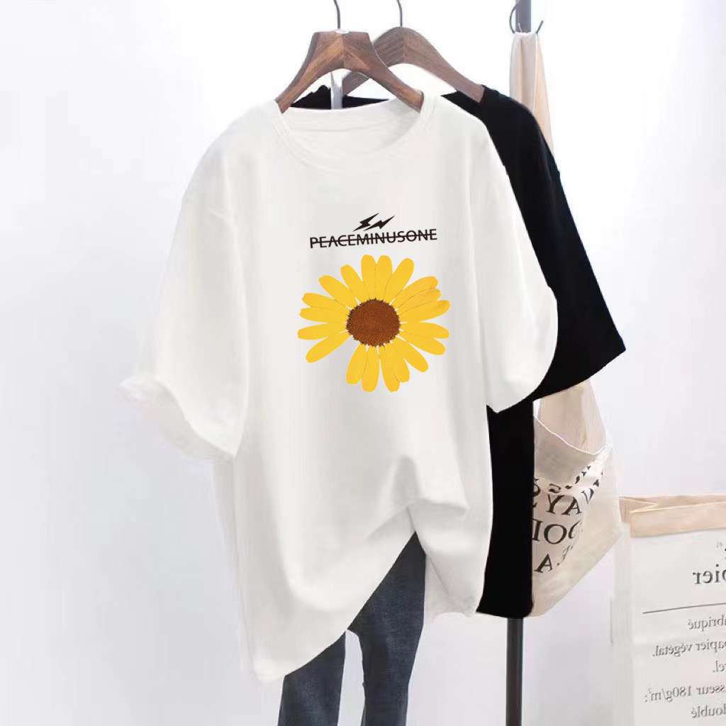 欧货宽松显瘦小熊体恤衫女夏季时尚百搭中长款遮屁股短袖t恤上衣