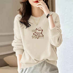 百搭显瘦大码 中年圆领卫衣女宽松休闲时尚 上衣外套 春秋季 2025新款