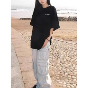 黑色妈妈短袖t恤女装2026早春新款欧货夏季宽松韩系chic别致上衣